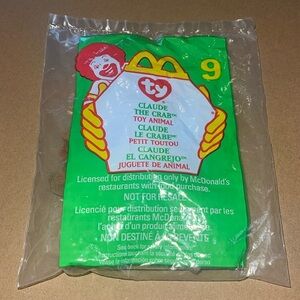 Vintage New Claude The Crab McDonald’s Happy‎ Meal teenie Beanie Baby
